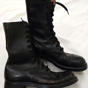 Vintage 60s Military Boots Vietnam Black Leather Jump Men's BF Goodrich Size 9.5
